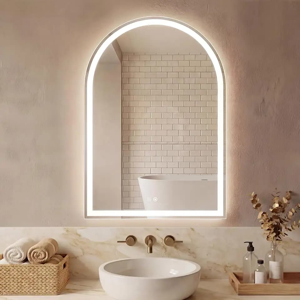 Sweetcrispy Arched LED Bathroom Mirror with Lights, Vanity Mirror, 28x36 in