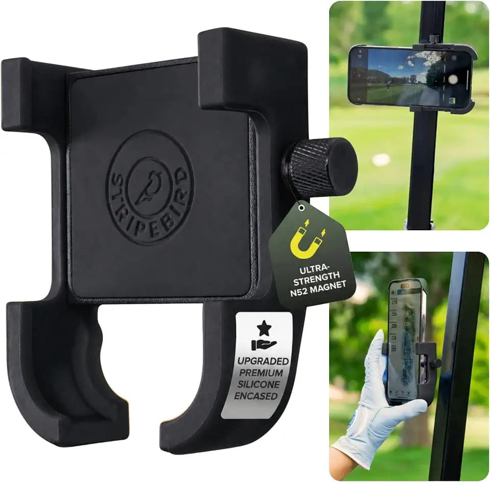 Stripebird PRO Magnetic Golf Cart Phone Holder & Caddy, N52 Magnets