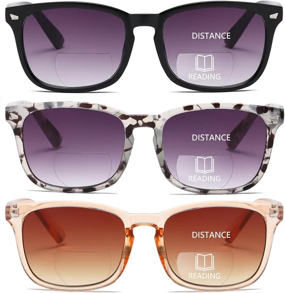 Bifocal Sunglasses For Women Classic Retro Reading Sunglasses 3 Pack UV400 Sun Readers Glasses With Metal Spring