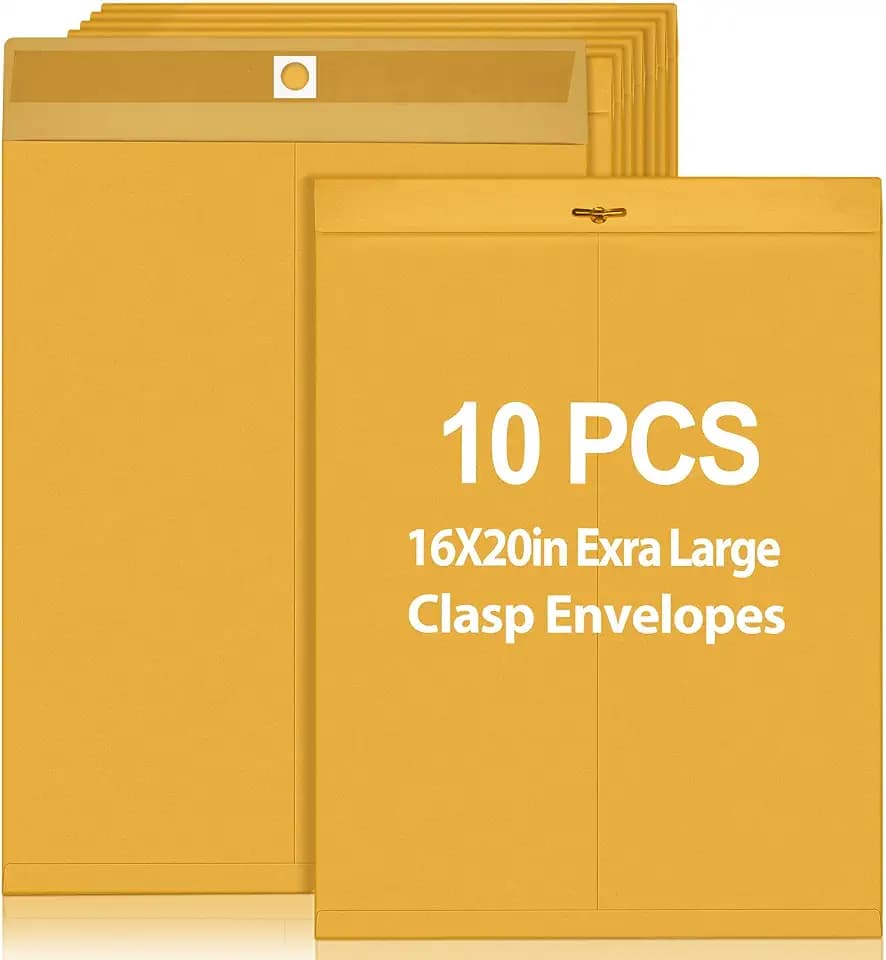 Motipuns 10 Pcs Manila Envelopes Large Clasp Envelope, 16 x 20 Inch, Golden