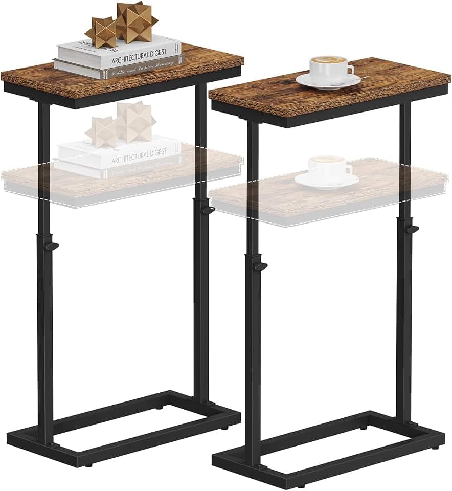 TUTOTAK End Table, Side Table, Tall Couch Table, Sofa Table, Set of 2