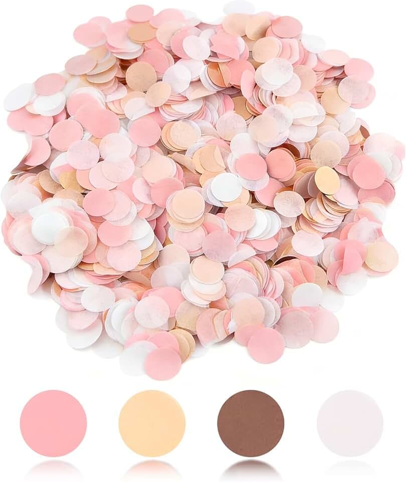 Rund hochzeits konfetti | 6000 Stück, Tischdekoration konfettipapier, 1 cm | Geeignet für Weihnachten, Hochzeit, Geburtstagsdekorationen (Red Pink White Champagne, 60g)