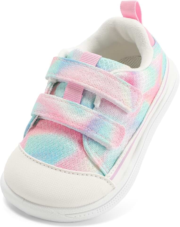 Toddler Girls Wide Toe Box Barefoot Zero Drop Glitter Sneakers