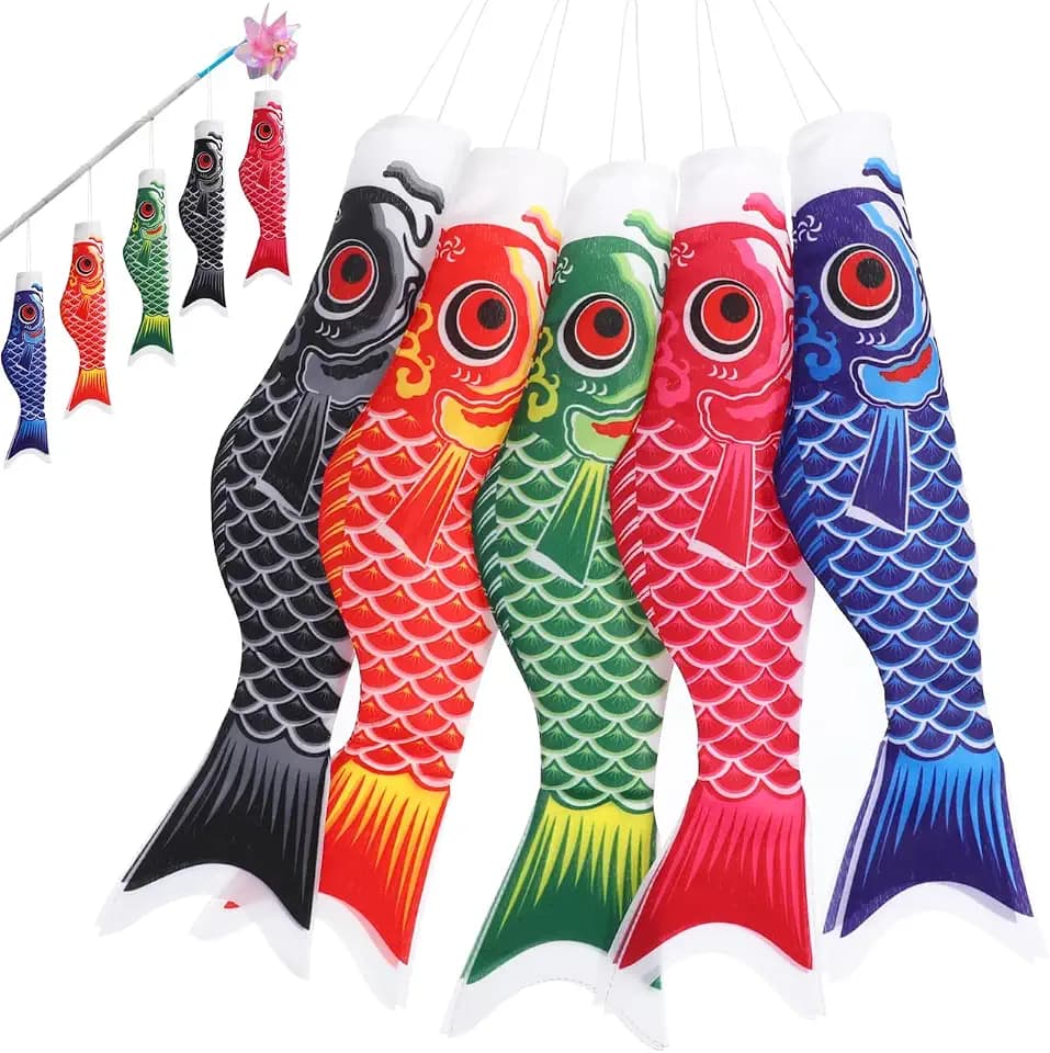 DOITOOL Koinobori Carp Windsocks, 5 Pcs 15.7 Inch Japanese Fish Flags