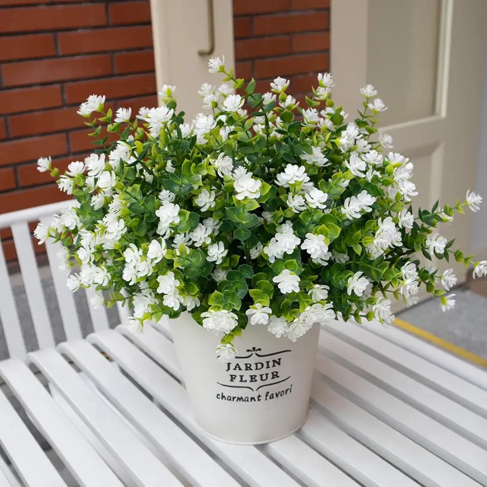 Artificial Flowers for Outdoors, 12 Bundles UV Resistant, White