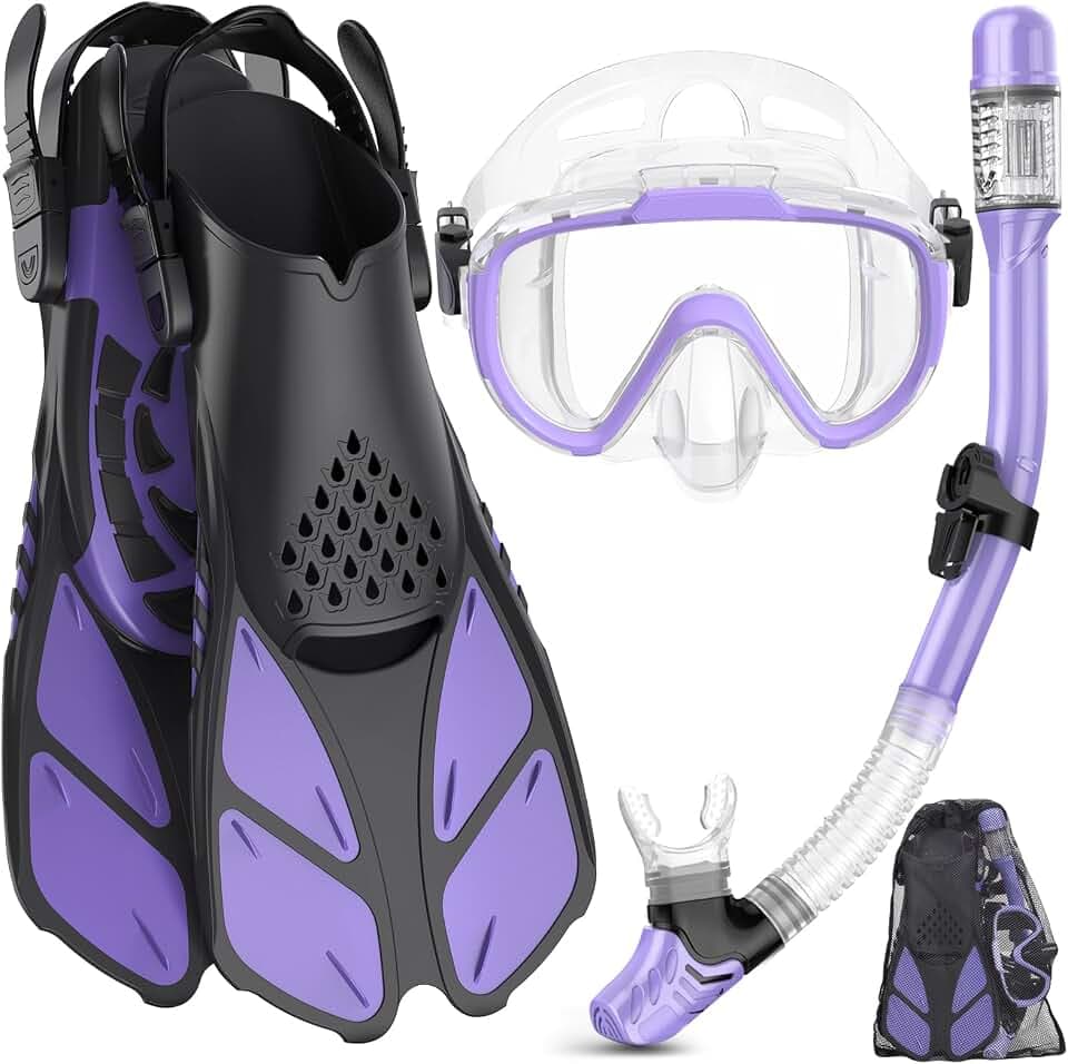 Ubekezele Snorkeling Gear for Adults 4in1 Set with Mask Snorkel