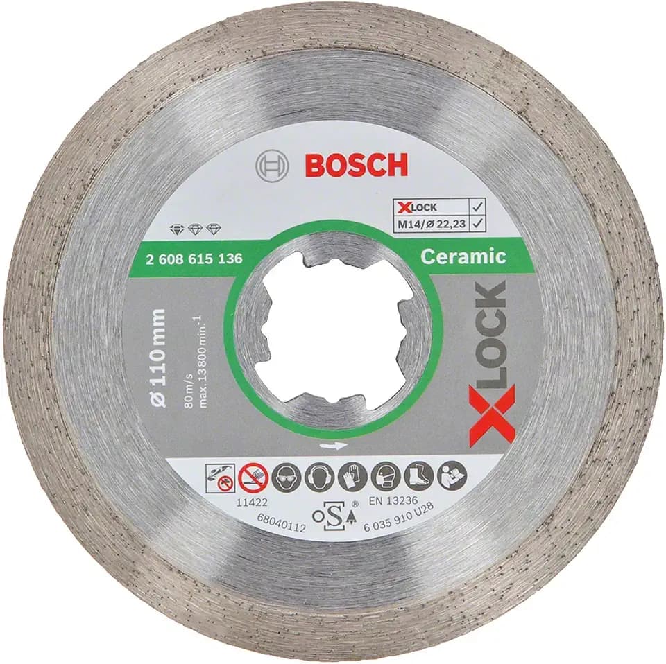 Bosch Professional 1x Diamanttrennscheibe Standard (für Keramik, X-LOCK, Ø110 mm, BohrungsØ: 22,23 mm)