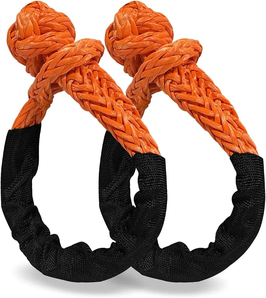 Soft Shackle 1/2,3/8" X 22 Inch (50000/47000LBS) Breaking Strength,Synthetic Soft Shackle Rope with Sleeves for SUV,ATV,Truck&More (1/2x22ft Orange)