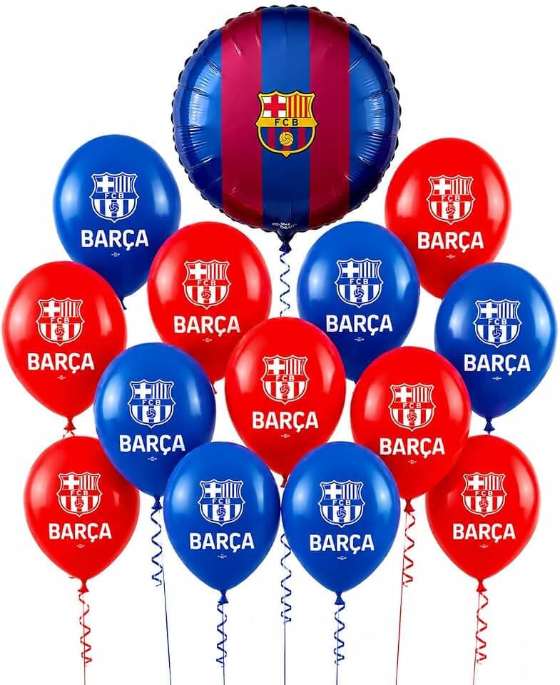 Luftballons Geburtstag FC Barcelona – Set mit 13 Luftballons mit Folienballon, Dekoration für Kinder, Partys und Bootsfeiern