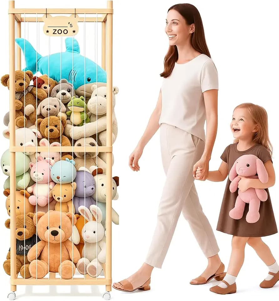 Stuffed Animal Storage, 64In Wooden Large Stuffed Animal Organizer Holder