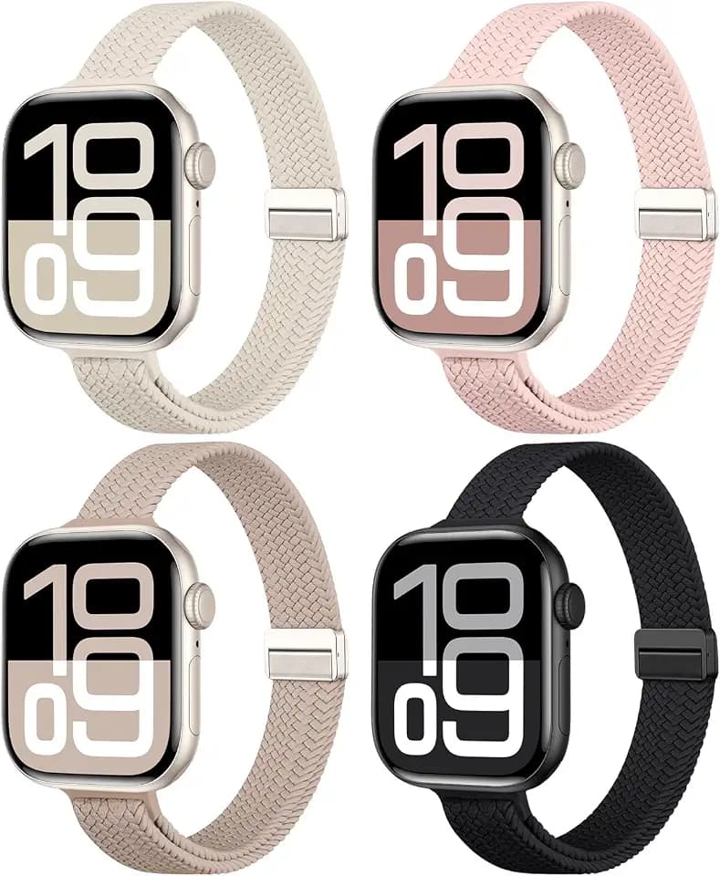 4 Pack Slim Stretchy Bands Compatible with Apple Watch 40/41/42/38mm Women