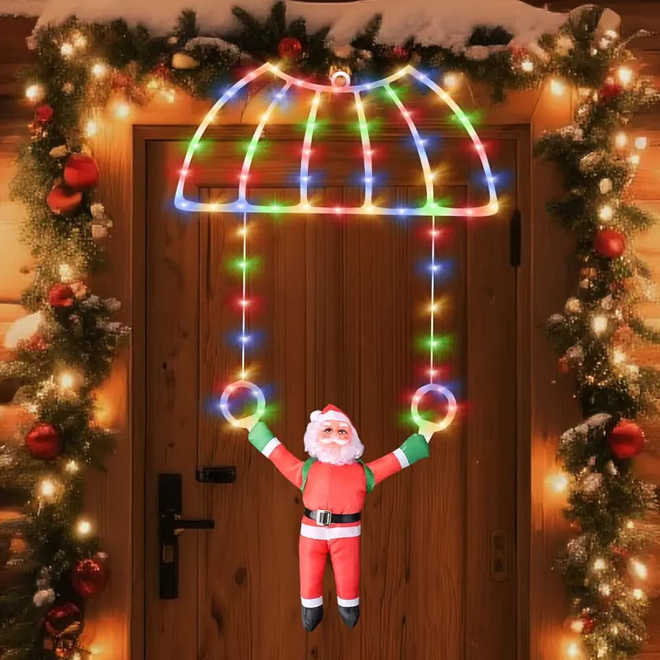 Weihnachtsbeleuchtung Außen, 90CM LED Weihnachtsbeleuchtung Weihnachtsdeko Outdoor, 8 Modi USB-Beleuchtung Xmas Deko mit Haken für draußen und innen an Fenstern, Türen, Wänden und Gärten
