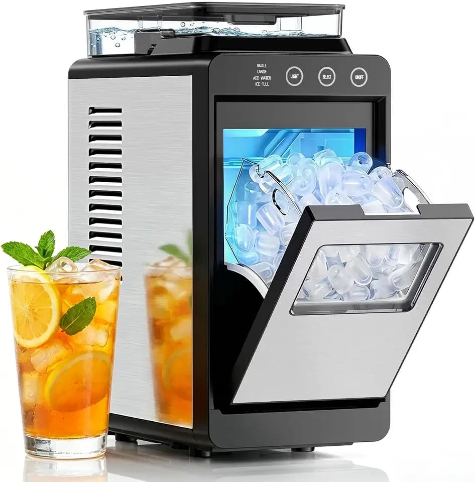 Antarctic Star Ice Maker, Portable Ice Machine with Self-Cleaning Function, 8 Cubes in 6 Mins Fast Countertop Ice Making, Compact Ice Cube Maker for Home, Kitchen, RV, Travel, Stainless Steel