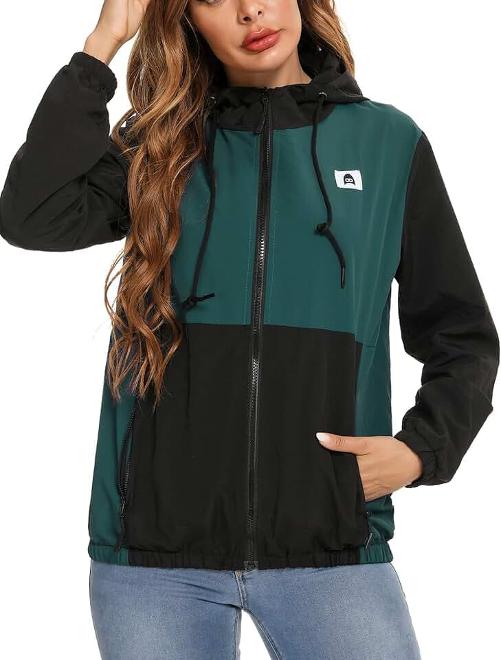 Doaraha Damen Damen Übergangsjacke Laufregenjacke Dünne Winddichte Kurze Regenjacke Winddichte Regenjacke Damen Regenjacken