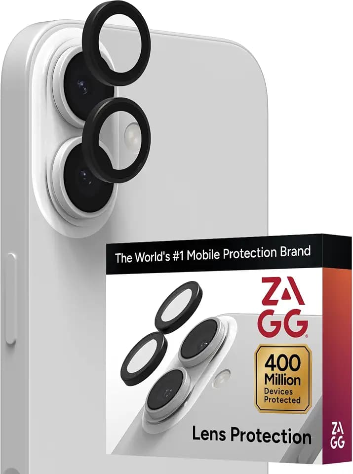 ZAGG iPhone Camera Lens Protector for iPhone 17/16/ 16 Plus - Black, Camera Ring, Maximum Impact & Scratch Protection, Anti-Reflective Technology, Smudge-Resistant, Precise Fit, Glass Elite