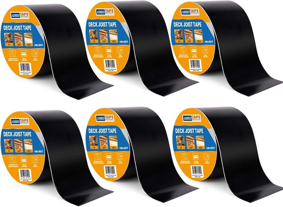 ADHES Butylband Dichtungsbänder 100mm x 15m, 6 Rollen Wetterbeständig | Wasserdicht, Deckbalkenband Dach Reparaturband, Ideal für Holzdecks, Balken, Dächer