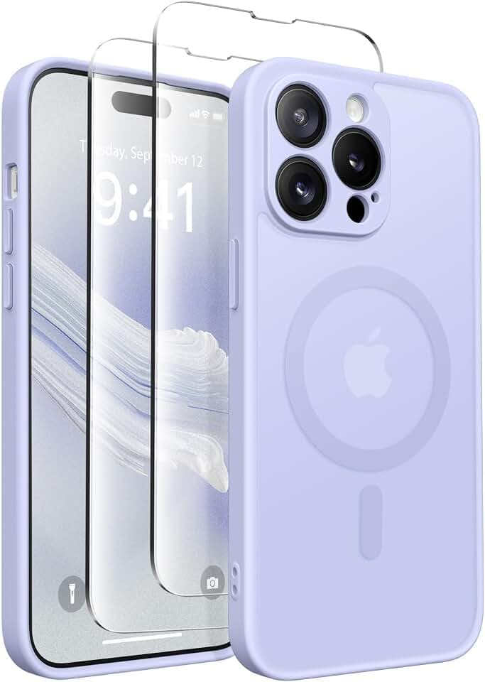 CAPRARO Magnetische für iPhone 14 Pro Max Hülle,[Kompatibel mit MagSafe] [Vollständiger Schutz der Kamera] Stoßfester Schutz Schlank Durchscheinende Matte iPhone 14 Pro Max Hülle,Flieder