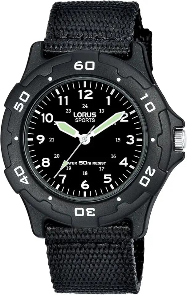 Lorus Kids - Edelstahl und Kunststoff mit Textilband RRX89FX9, Schwarz