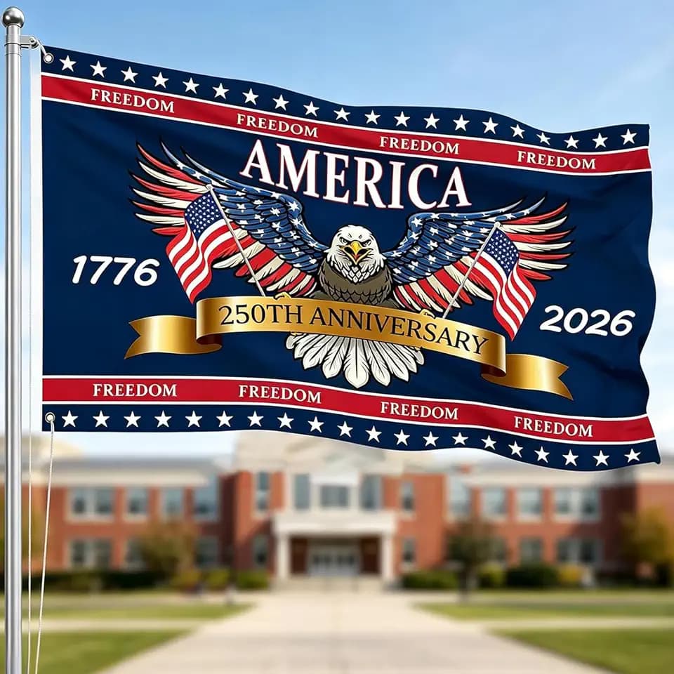 3 Ply 250 Years America Flag - Double Sided Patriotic Eagle 3 x 5 ft Anniversary United States Flags 1776-2026 Merchandise Banner USA 250 Years of Freedom Flag for Outdoor Home Yard Decor