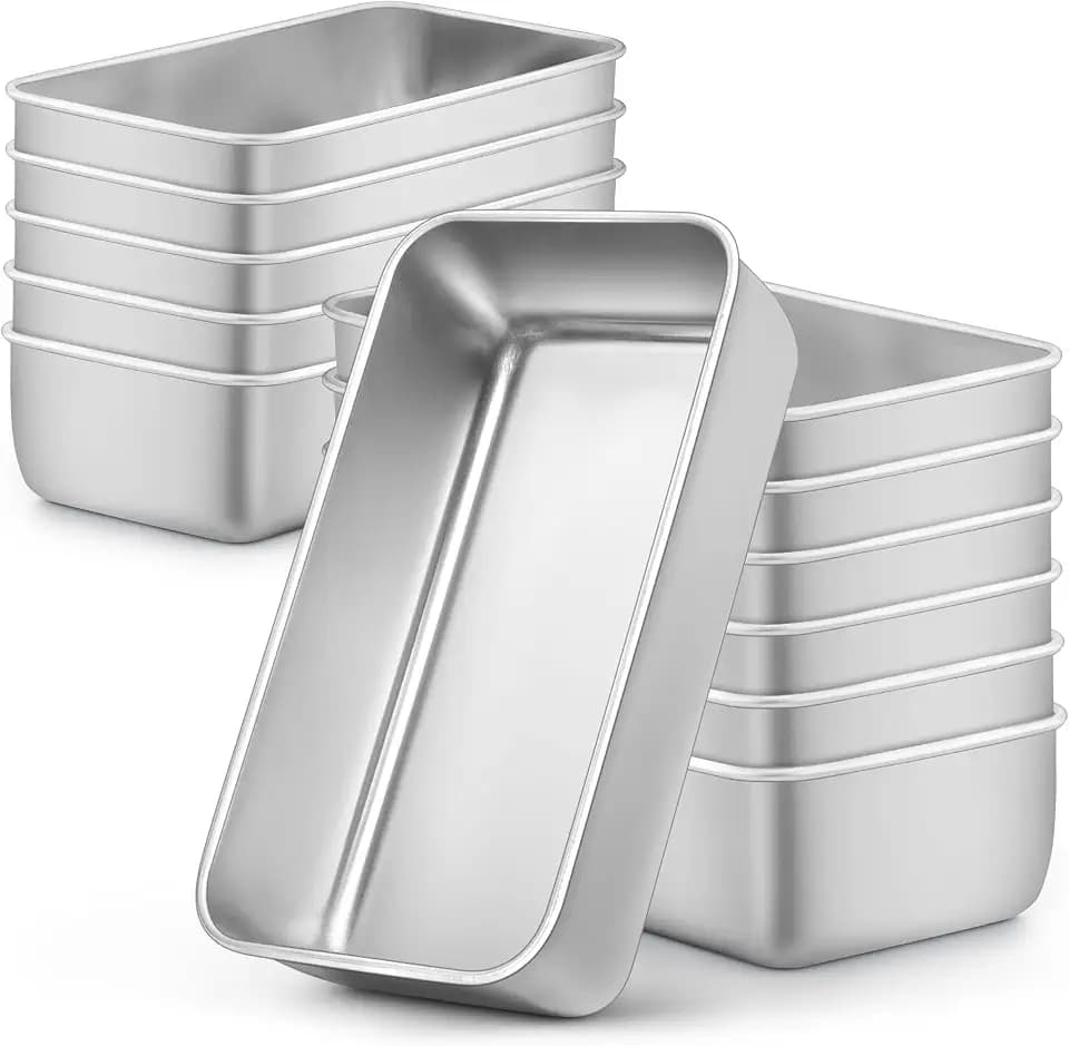 LIANYU Bread Loaf Pans Set of 12, 9x5 Inch Stainless Steel Bread Baking Pan