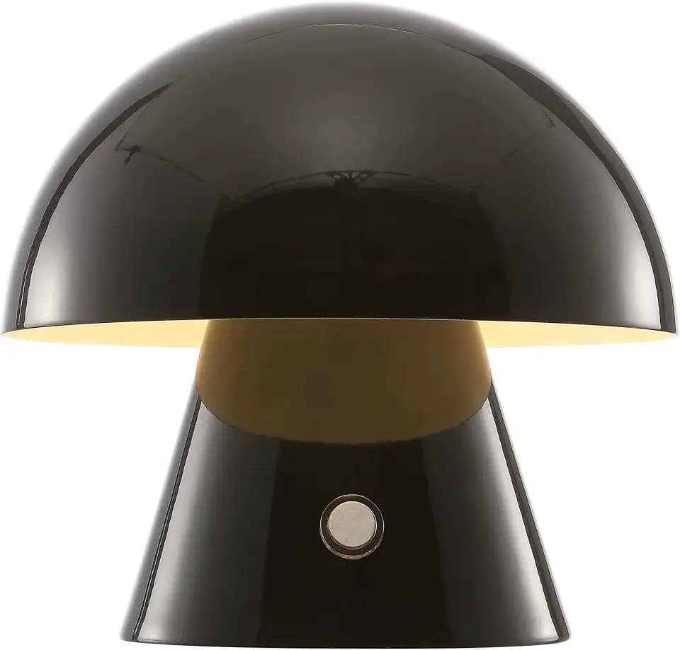 JONATHAN Y Porcini Mushroom Table Lamp 7" Rechargeable LED, Black