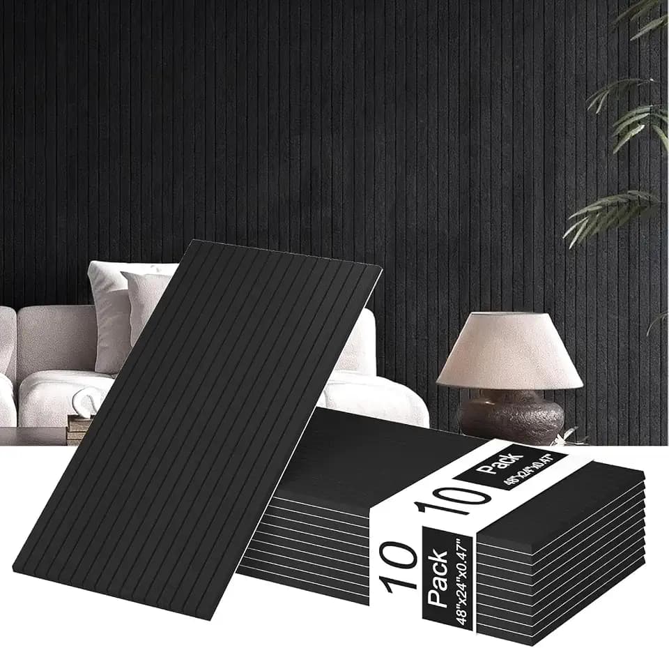 10 Pack 48x24 inch Acoustic Wall Panels-Black