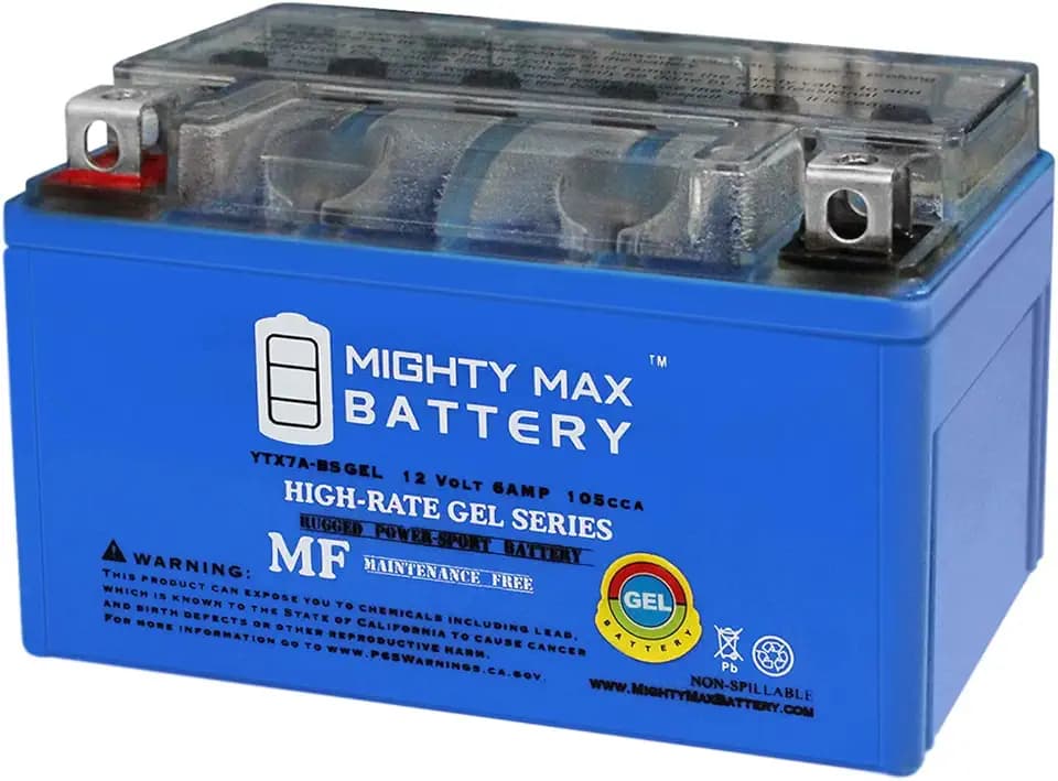Mighty Max Battery YTX7A-BS GEL -12 Volt 6 AH, GEL Type, 105 CCA, Rechargeable Maintenance Free SLA AGM Motorcycle Battery