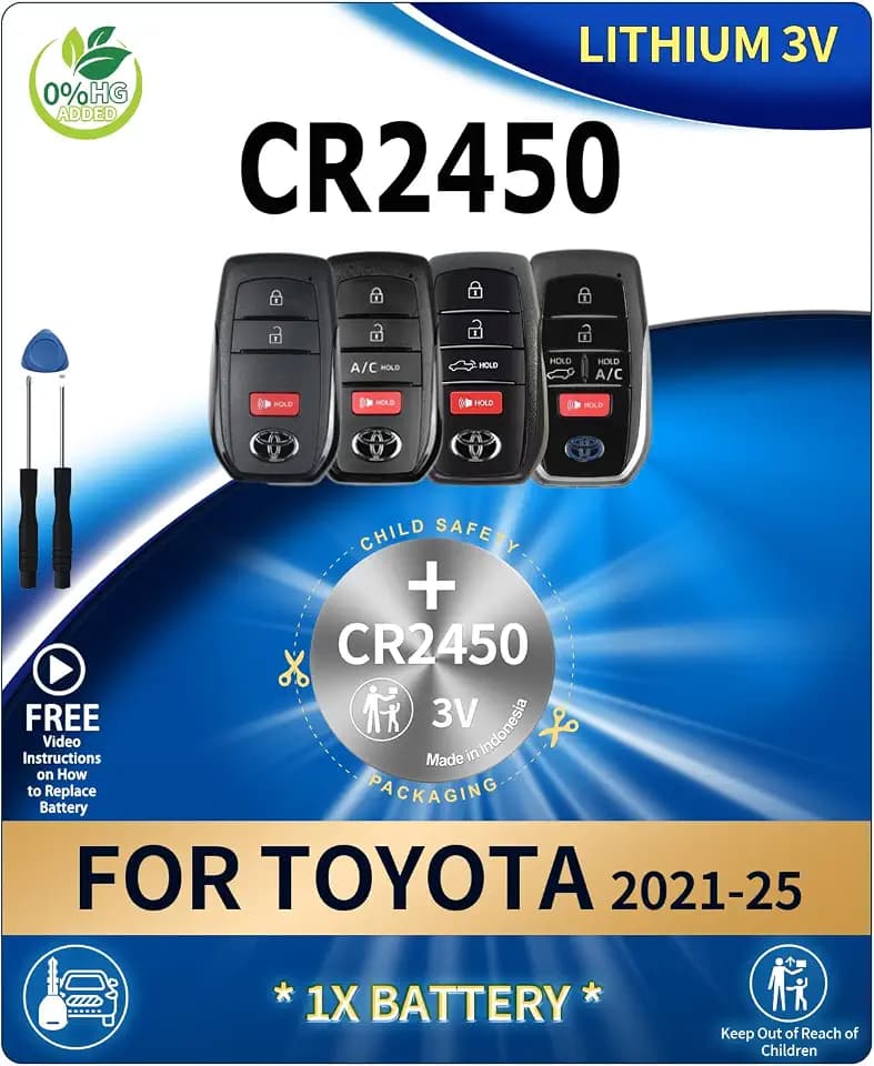 Key Fob Battery Replacement for Toyota CR2450 Smart Proximity Remote