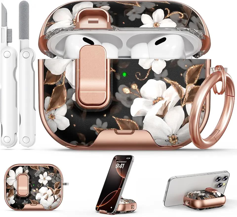 for AirPods Pro 2nd/1st Case (2023-2019)-Black Gold Flower