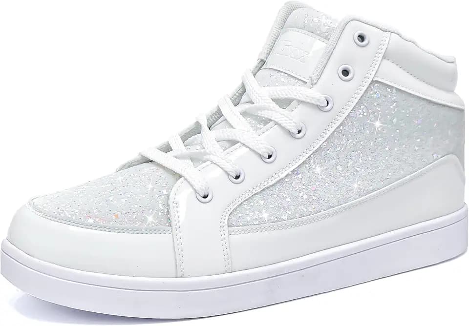IGxx Glitter Gold Shoes Men Disco Sparkly High Top Sequin Sneakers