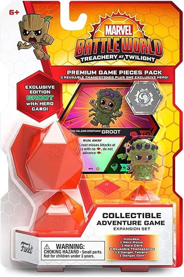 Marvel Battleworld: Treachery at Twilight Premium Pieces Collectable Adventure Game Pack with Spider-Island Groot (New Reusable Thanostones) - Ideal for Ages 6+