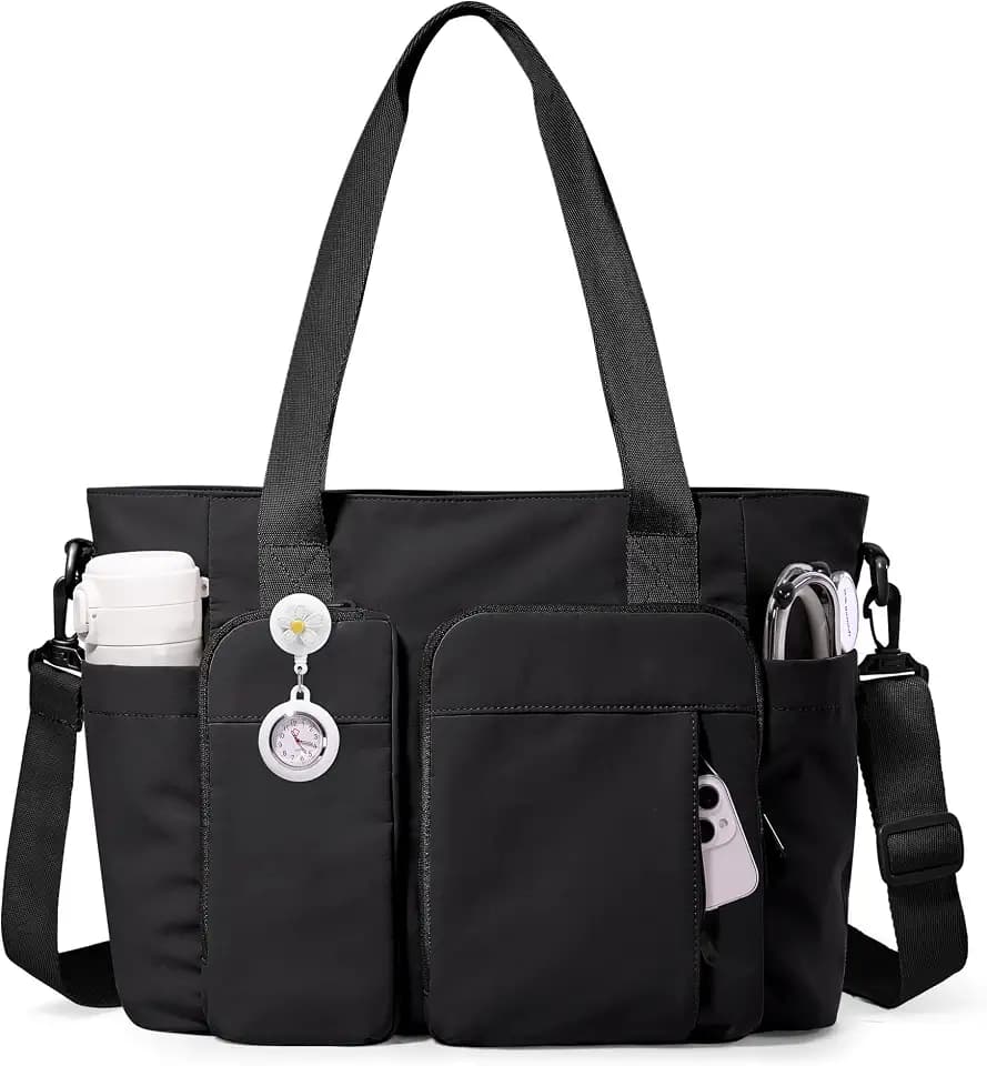 Marscamd Nurse Tote Bag with Crossbody Strap, 9-Pocket Clinical Bag for Nursing Students