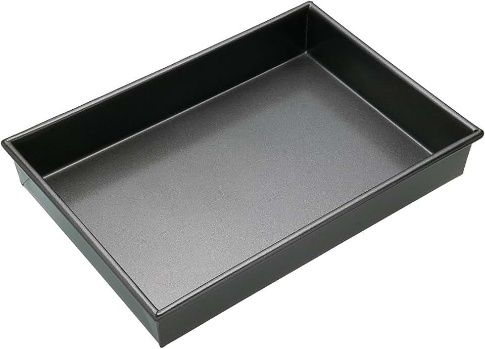 MasterClass Antihaftbeschichtetes tiefes Backblech / Kuchenform, Back- und Bratform, 35x24x5cm, mit Schutzhülle, Grau