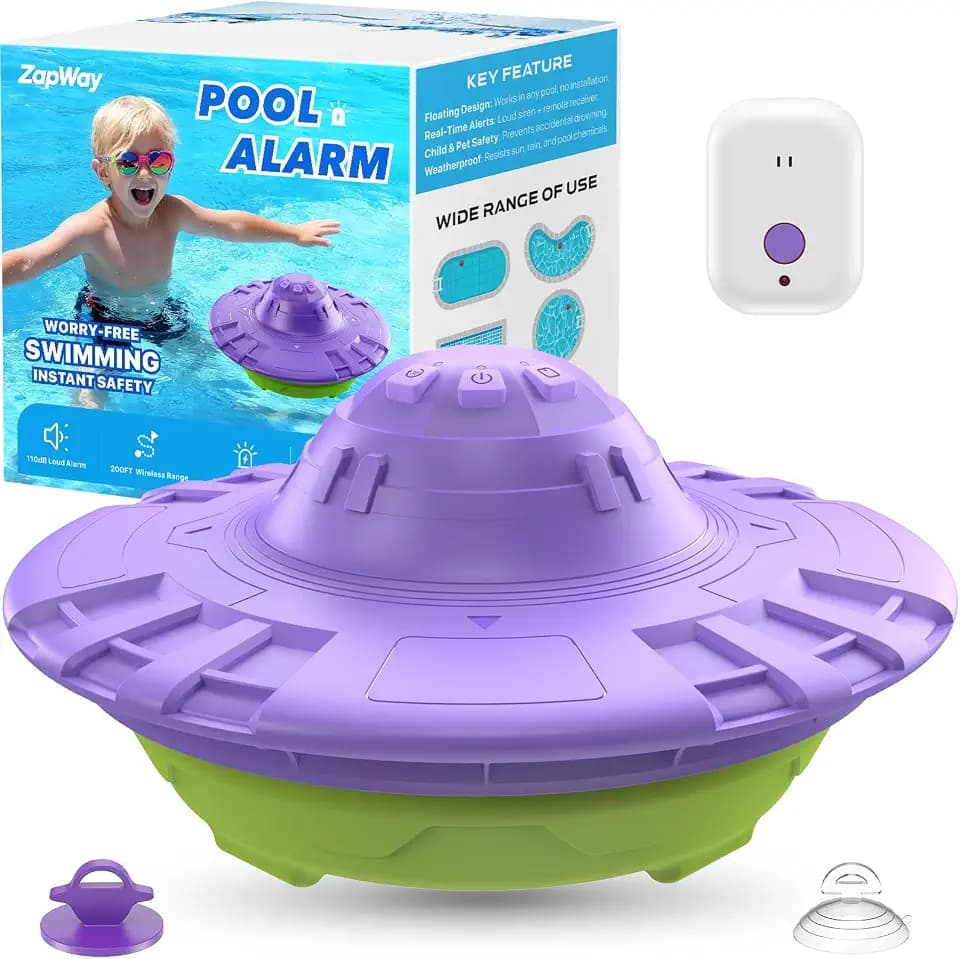 Pool Alarm with Indoor Receiver, 110dB Ultra Loud Floating Alarm for Inground & Above Ground Pools, Adjustable Sensitivity for Backyard Water Safety with Children & Pets, Violet-Mint