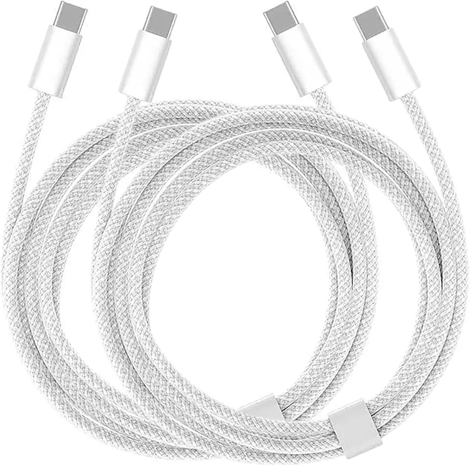 2pack USB C to USB C Woven Cable Compatible for iPhone 18/17/16/15, Pro Max, Plus, 18E/16E, 17Air Carplay Charger Cord, AirPods 4/5, AirPods Pro (2nd/3rd Gen) Fast Charging Cord, Car Charger Cable 5FT