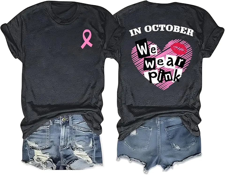 Breast Cancer Shirts for Women Cancer Awareness Shirt Pink Ribbons Tee Tops