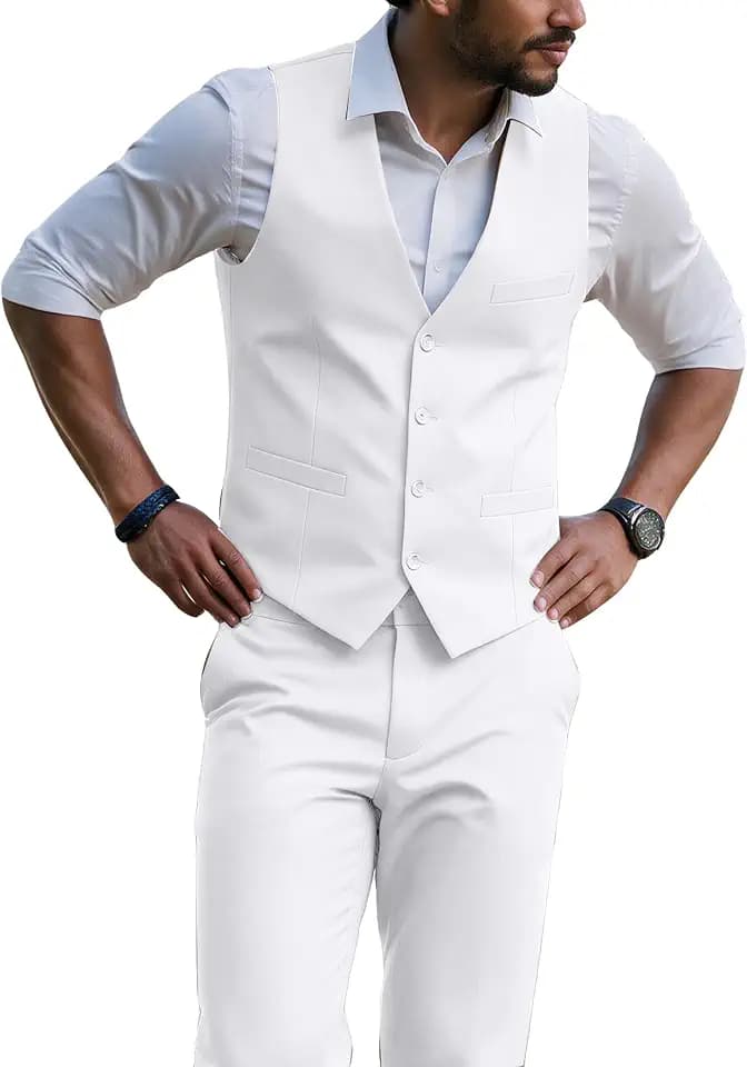 Mens Suits Vest Pants Set Suit for Men Slim Fit Wedding Formal Outfit