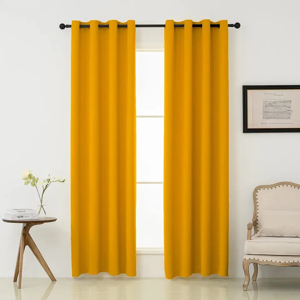 Pickluc Grommet Blackout Curtains 96 Inches Long 2 Panels, Light Blocking Window Drapes for Living Room, Thermal Insulated, Noise Reduction, Mustard Yellow, 52" Wide x 96" Length