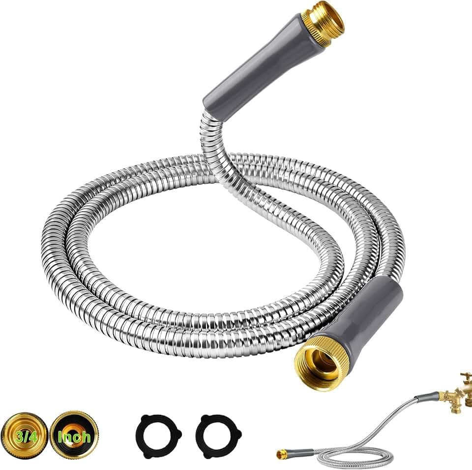 Short Garden Hose 6ft, Stainless Steel Male to Female Leader Hose