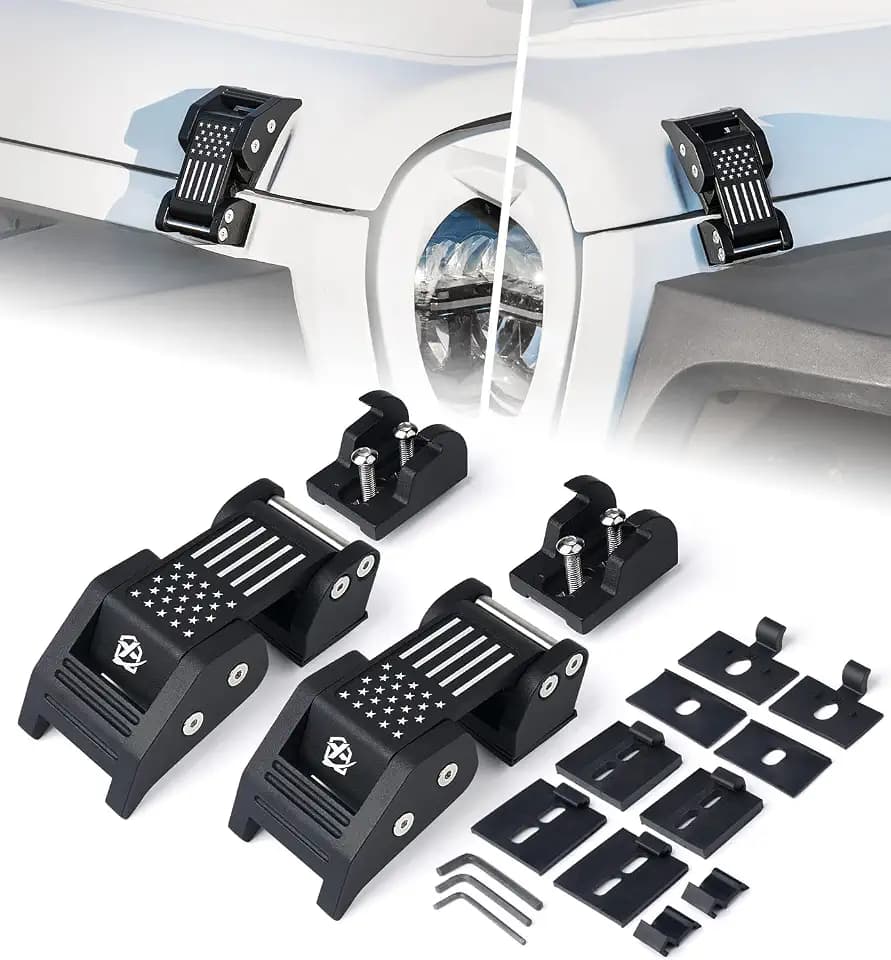 U.S. Flag Aluminum Hood Latches Compatible with 2007-2026 Jeep JK JL JT