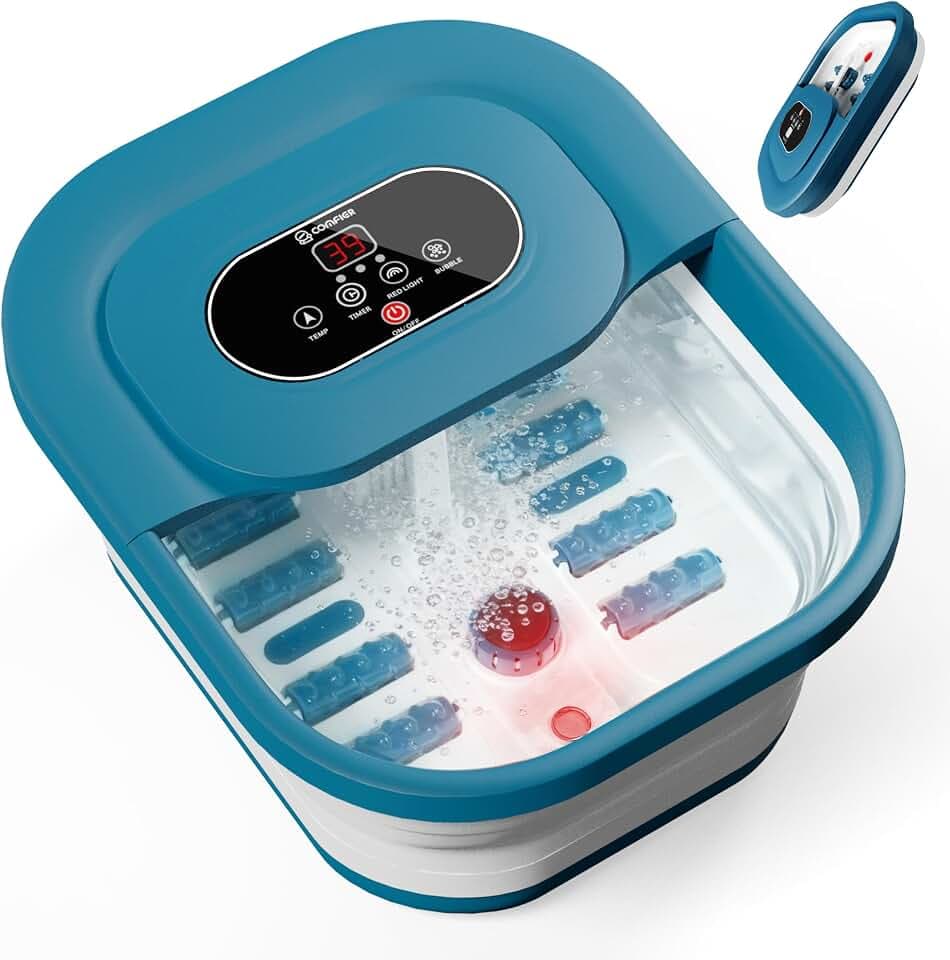 COMFIER Fussbad mit Massagefunktion, Fußbad Massagegerät Elektrisch mit Timer, Fussbadewanne mit Massage mit Temperatureinstellung, Fußmassagegerät mit Wasser Fußsprudelbad,Geschenke für Männer