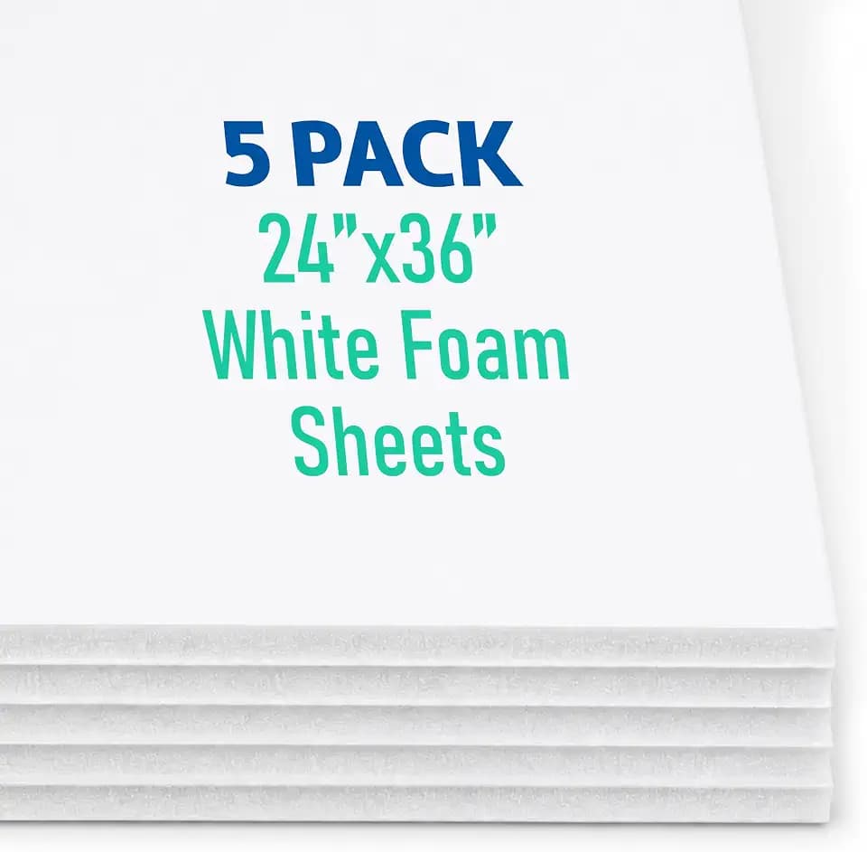 Flipside Products White Foam Board 24” x 36” - Premium Double-Sided with White Foam Core, 3/16" Thick - Photography Mounting, Art Projects, Presentations, Display & Signage – Pack of 5