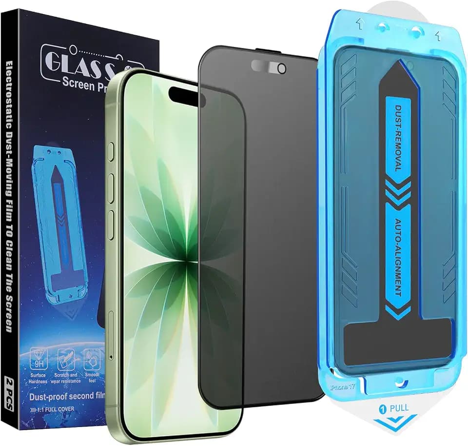 2-Pack Matte Privacy Screen Protector for iPhone 17, iPhone 16 Pro 6.3-inch,9H Tempered Glass, Full Coverage, Anti-Fingerprint, Auto Dust-Elimination, No Bubble, Easy Installation