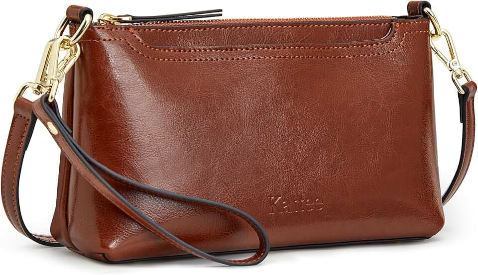 Kattee Genuine Leather Crossbody Bag for Women, Small Purse Handbag