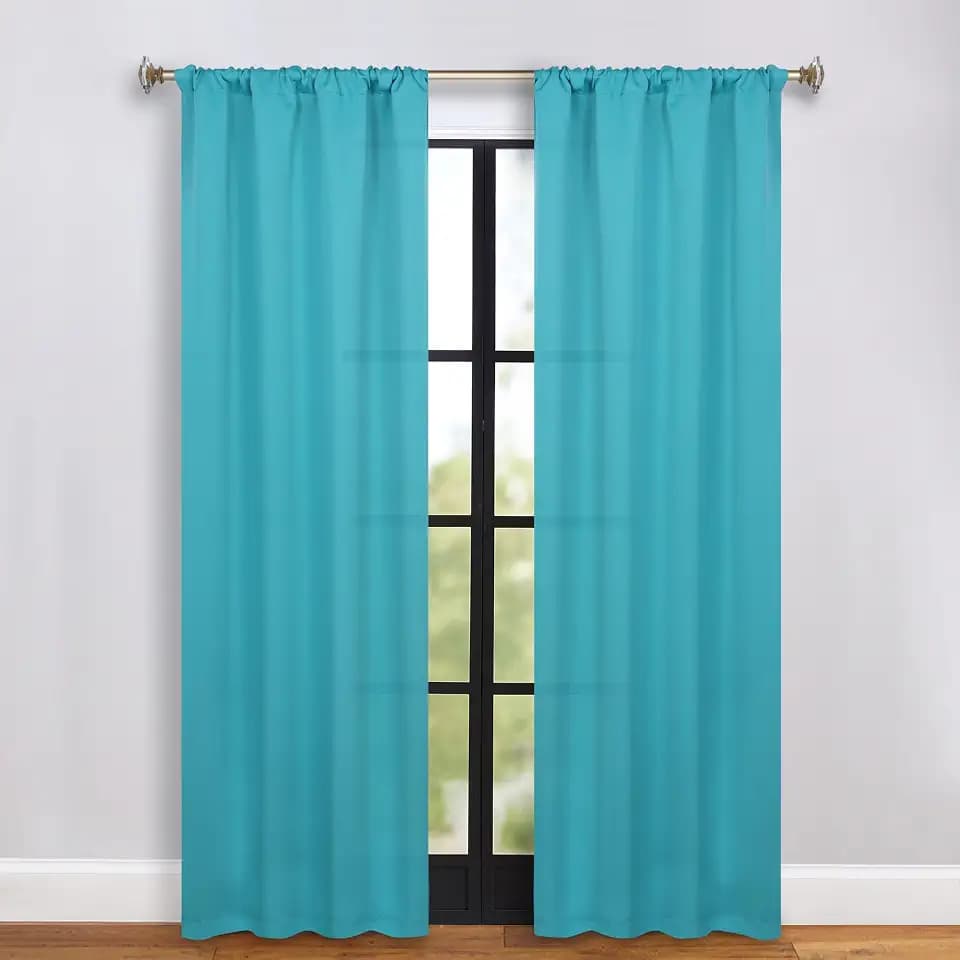 SUPERIOR Blackout Curtains, Room Darkening, Bedroom, Drapes, Kitchen, Living Room Window Accents, Sun Blocking, Thermal, 2 Pack, Solid Blackout Curtains, Set of 2, 36" x 84", Aqua