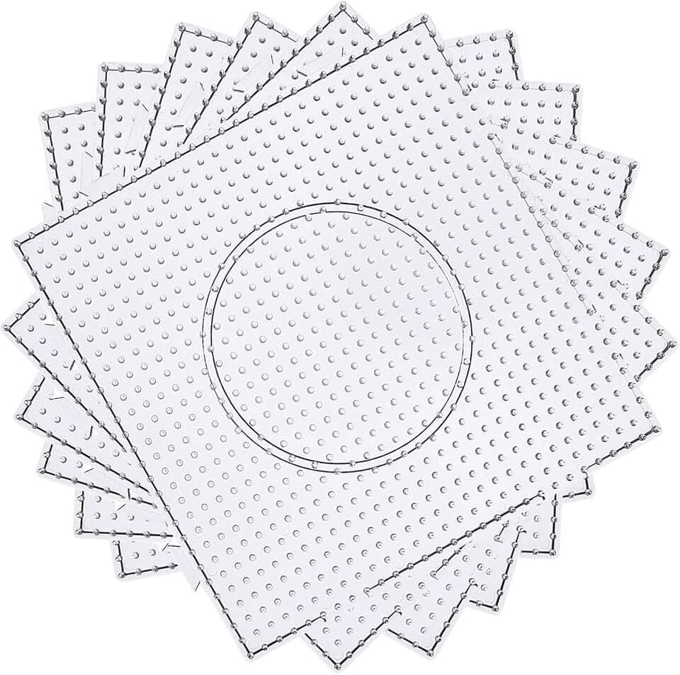 H&W Bügelperlen Platten,4Pcs 5mm Steckperlen,Transparente Steckplatten Bausätze mit 4 Bügelpapier