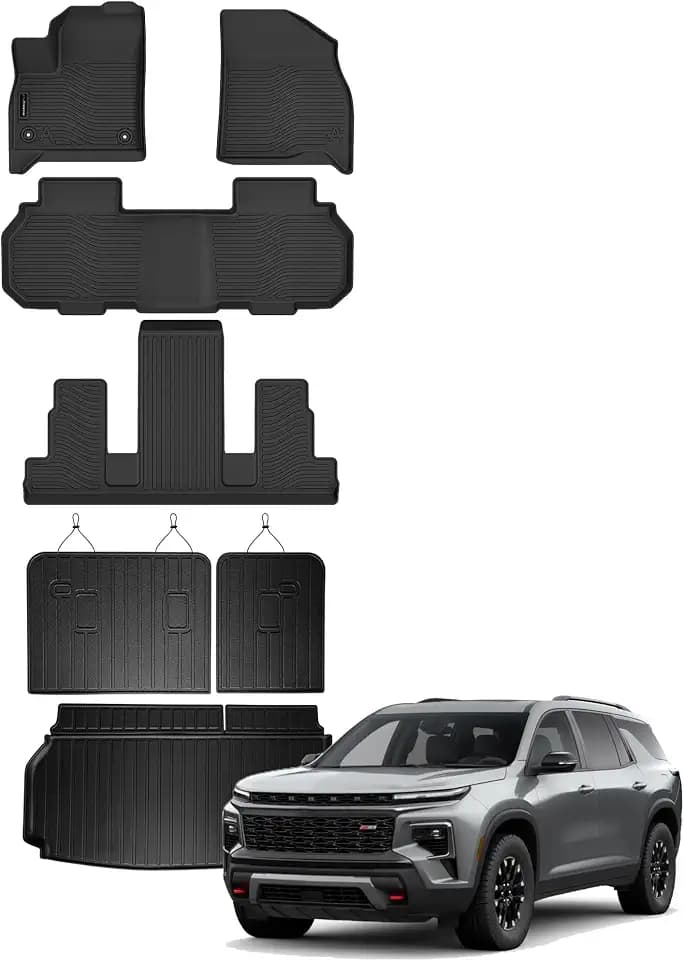 AUXKO Floor Mats Cargo Mat Backrest Mat for 2024-2026 Chevy Traverse 7 Seat