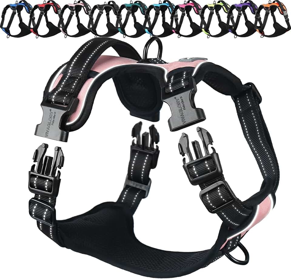 VIVAGLORY Anti Zieh Geschirr für Hunde Hundegeschirr, L, Hellrosa, B