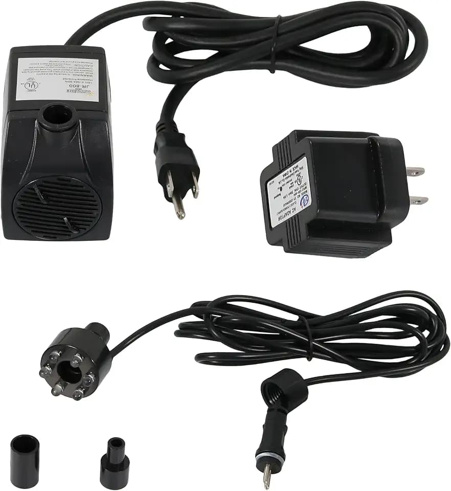 Sunnydaze 200GPH Submersible Fountain Pump with White LEDs & Transformer