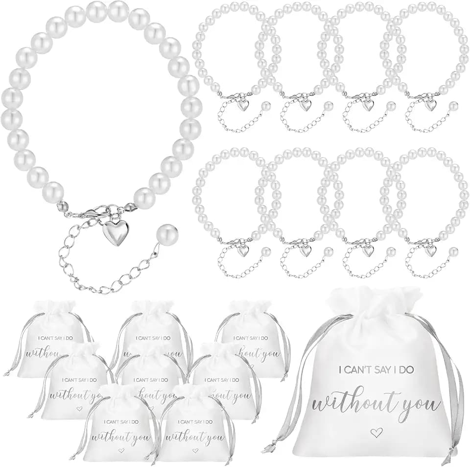 Tondiamo Heart Pearl Beaded Bridesmaid Proposal Bracelets